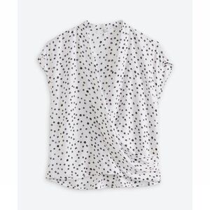 BEACON Irene Surplice Blouse, black and white polka dot, large